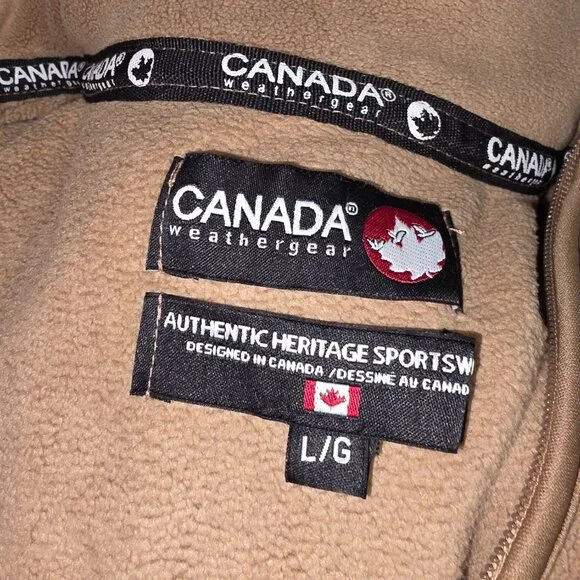 Canada Weather Gear Fleece Pullover L NWT Quarter Zip Beige Heritage Jacket - Picture 6 of 7